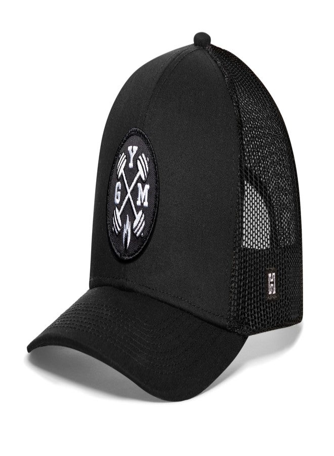 HAKA Gym-X Black Trucker Hat - Gym Mesh Snapback Cap for Men, Women & Golf, Exercise X Design Baseball Dad Hat - Image 2